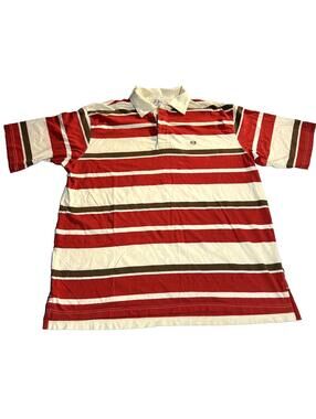 Vintage Phat Farm Men’s XL Striped Polo Shirt Red Brown Beige 90s Y2K